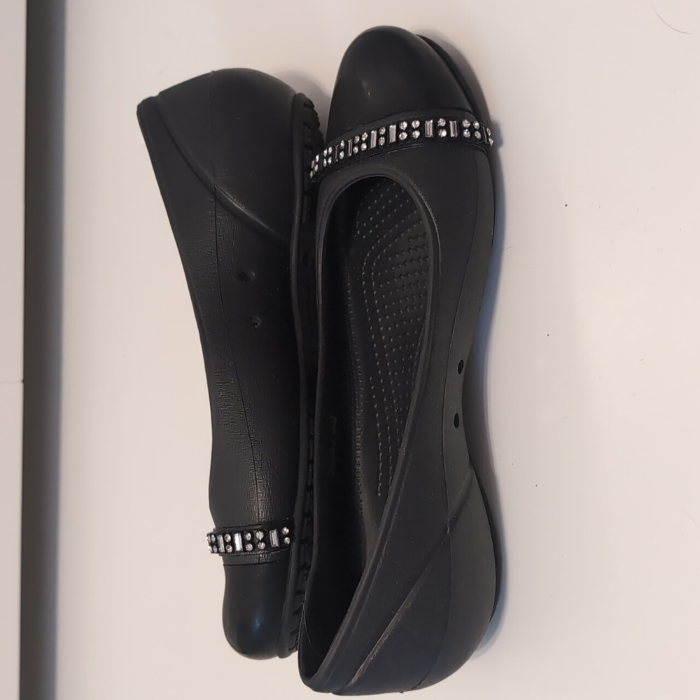 Crocs Black Women's Flats with Rhinestone Detail Size 8 - Picture 7 of 8